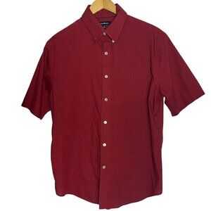 Croft & Barrow Men's M Short Sleeve Button Up Shirt Red Striped Casual